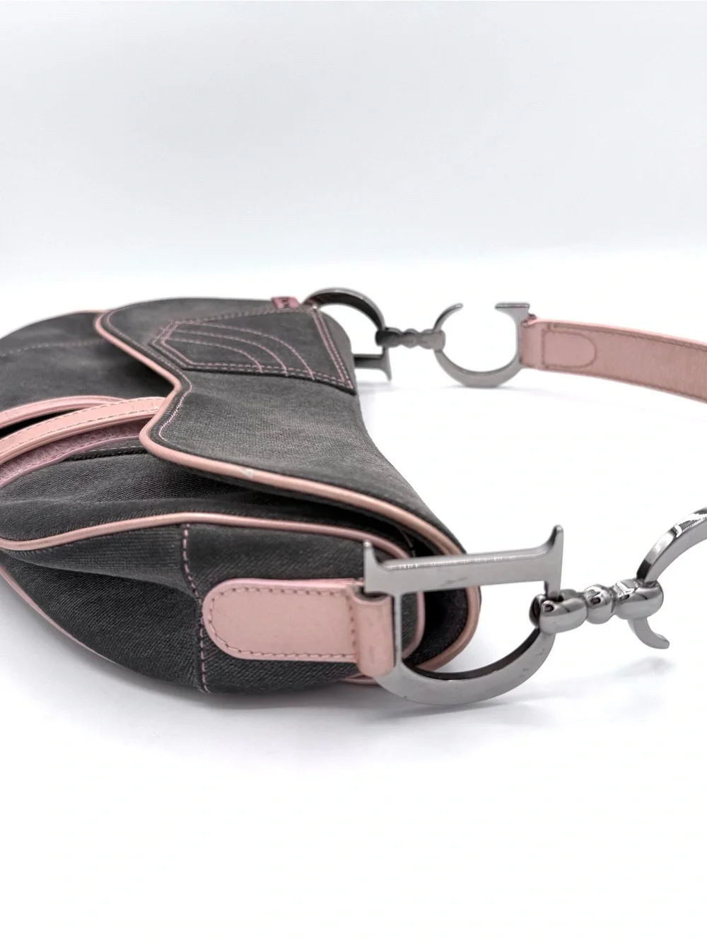 Dior Gray and Pink Galliano Saddle Bag - Picture 7 of 15